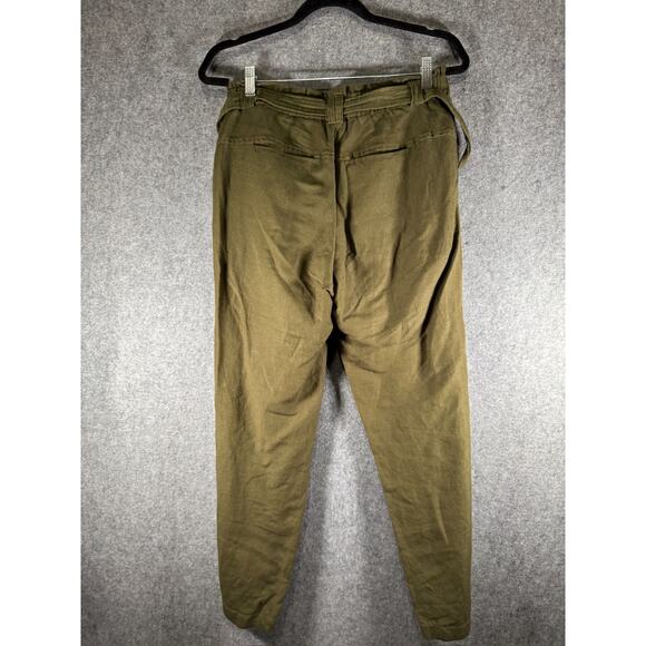 Anthropologie Cartonnier Pants Women's Small Paperbag Green Linen Blend Ankle - Picture 6 of 9